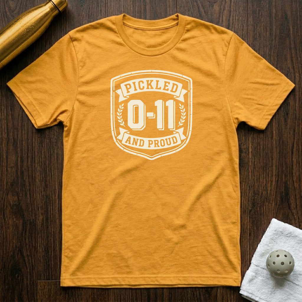 Pickled and Proud Pickleball T-Shirt in Heather Yellow Gold