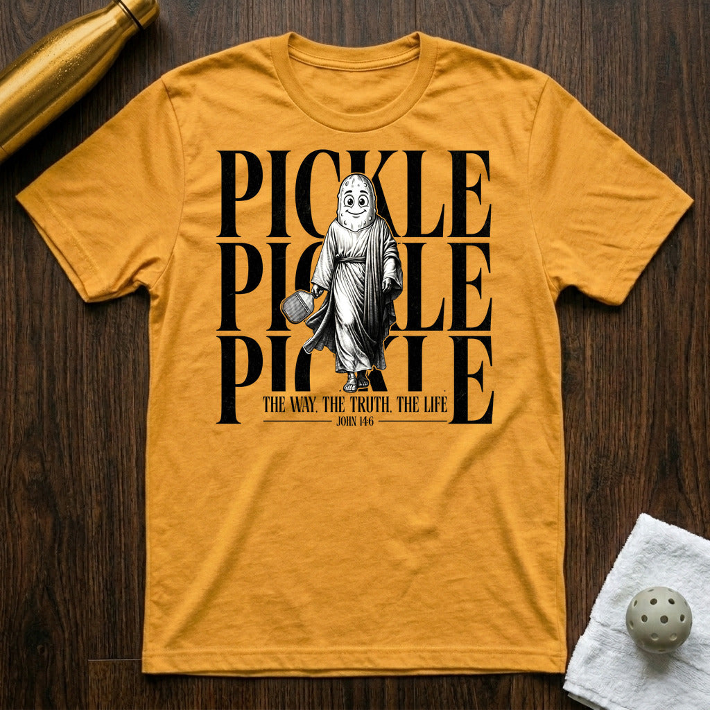 The Way, The Truth, The Life Pickleball T-Shirt in Heather Yellow Gold