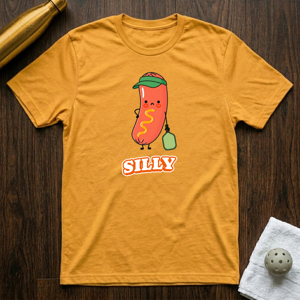 Silly Sausage Pickleball T-Shirt Heather Yellow Gold
