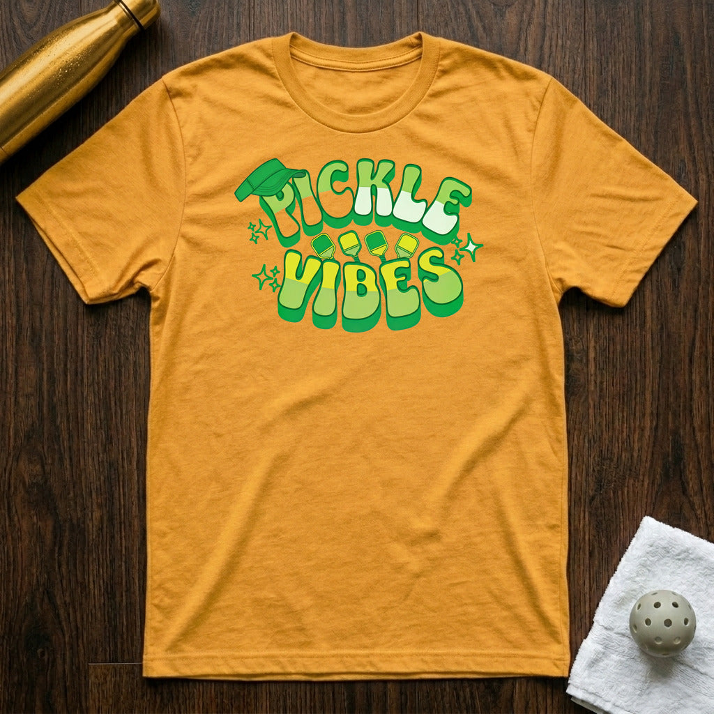 Pickle Vibes Pickleball T-Shirt in Heather Yellow Gold