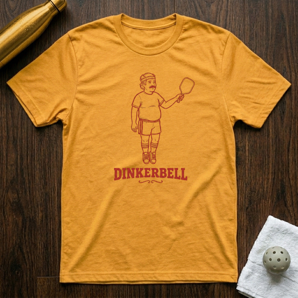 Dinkerbell Pickleball T-Shirt in Heather Yellow Gold