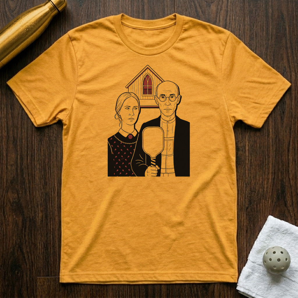 American Pickler Pickleball T-Shirt in Heather Yellow Gold